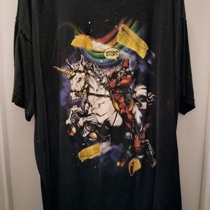 Deadpool Tacos and Unicorn black "Maximum Effort" tee shirt